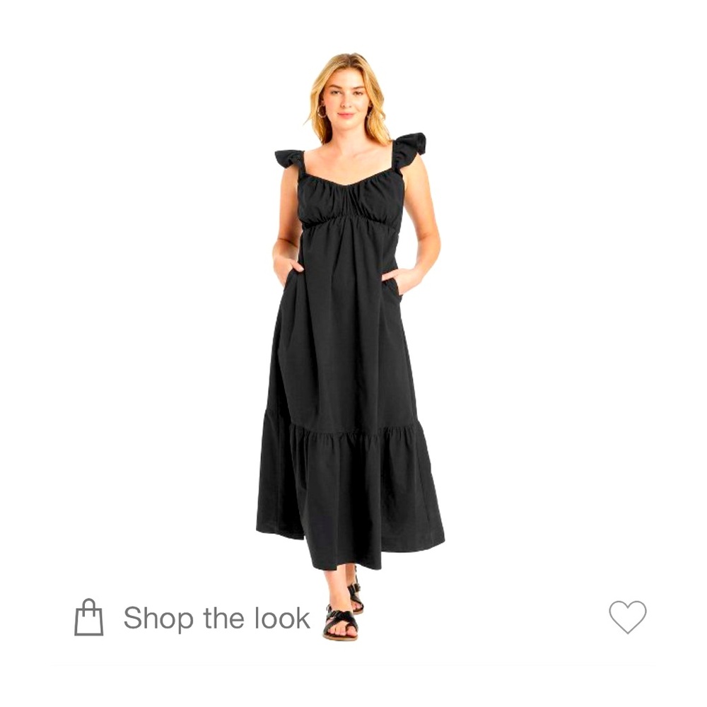 Black Flutter Cap Sleeve Maxi A-Line Dress - Target